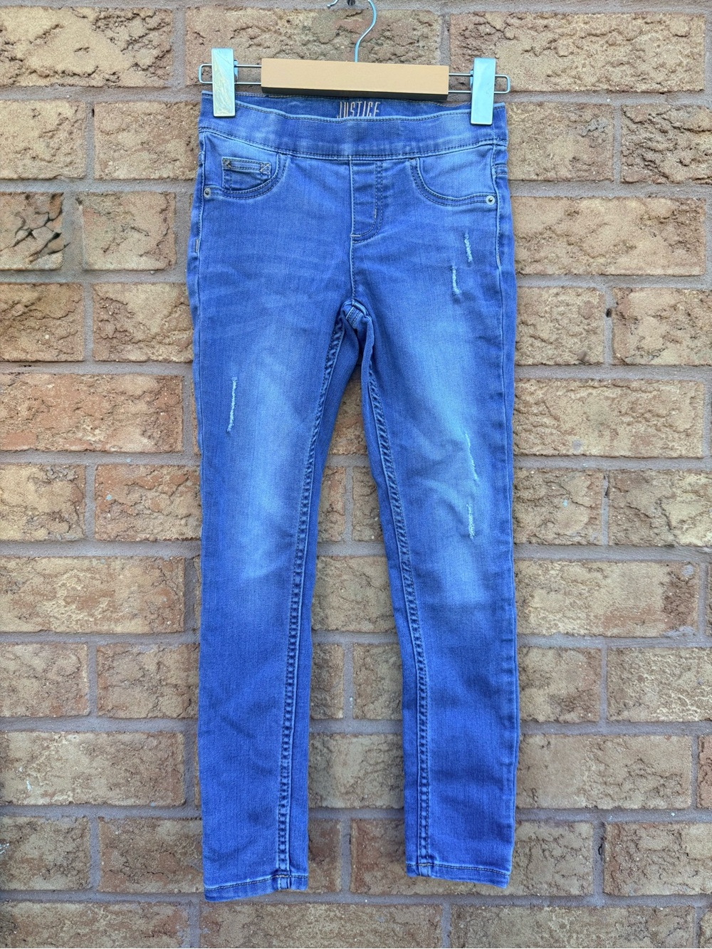 🌿4/$25 • Justice Mid Rise Blue Skinny Jeggings with Light Distress
